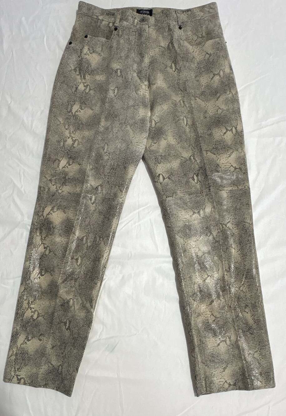 For Joseph Suede Snakeskin Pants Size 32 Gray Python Print